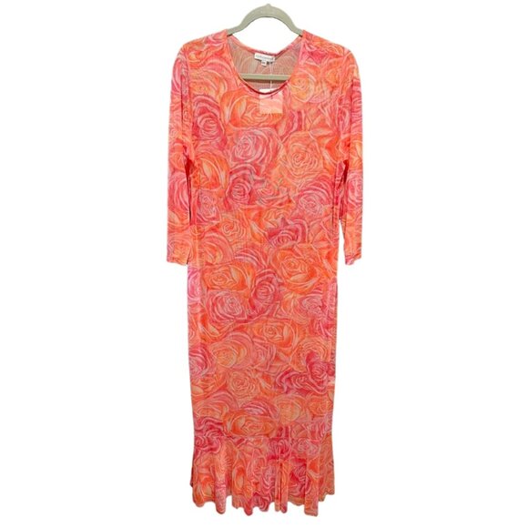 Ala Von Auersperg | Sophia Mesh Sheer Maxi Long Sleeve Dress in Moraine - Picture 1 of 9